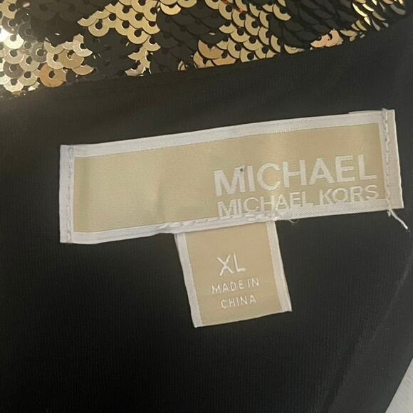 Michael Kors | Sequin Top | Boxy, Cropped Fit | Gold, Black | Leopard Print | XL - Picture 8 of 9